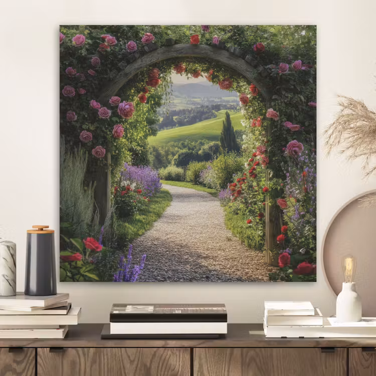 Doorkijk - Tuinboog - Bloemen - Natuur - Pad PET vilt klein -sfeer1