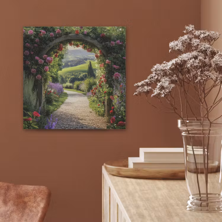 Doorkijk - Tuinboog - Bloemen - Natuur - Pad PET vilt klein -sfeer4