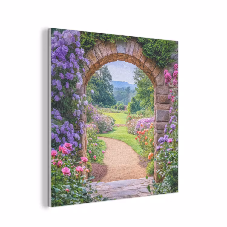 Doorkijk - Poort - Bloemen - Tuin PET vilt klein -3d