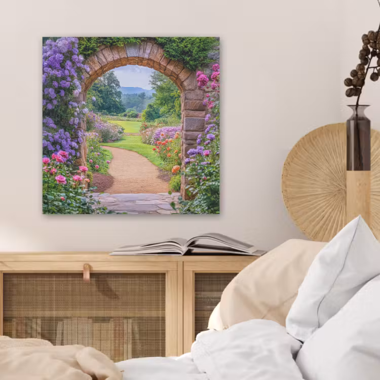 Doorkijk - Poort - Bloemen - Tuin PET vilt klein -sfeer3