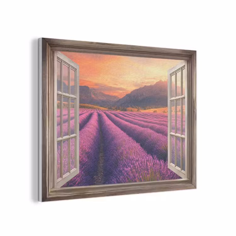 Doorkijk - Lavendel - Landschap - Bloemen - Paars PET vilt klein -3d
