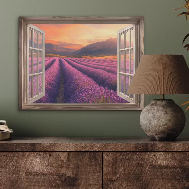 Doorkijk - Lavendel - Landschap - Bloemen - Paars PET vilt klein -sfeer2