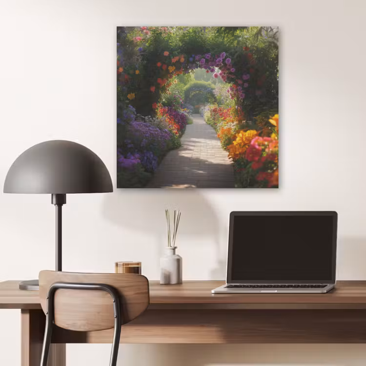 Doorkijk - Pad - Bloemen - Struik - Kleurrijk PET vilt klein -sfeer5