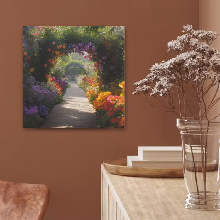 Doorkijk - Pad - Bloemen - Struik - Kleurrijk PET vilt klein -sfeer4
