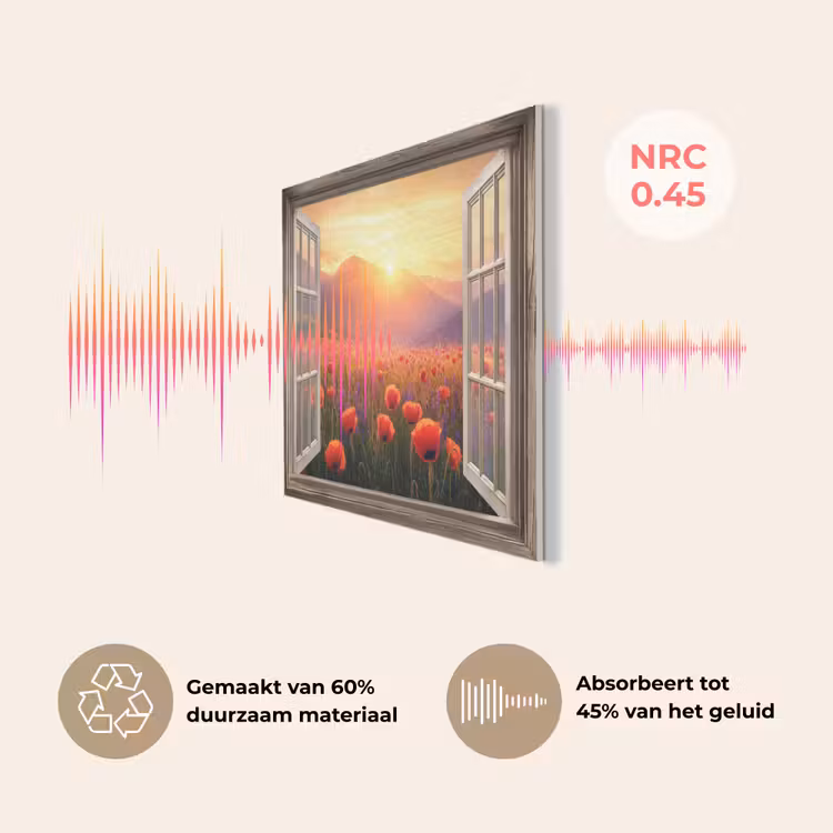 Doorkijk - Klaprozen - Bloemen - Rood - Open raam PET vilt klein -USP_NL