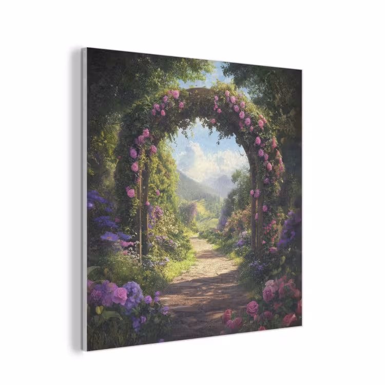 Doorkijk - Rozenboog - Uitzicht - Landschap - Bloemen PET vilt klein -3d