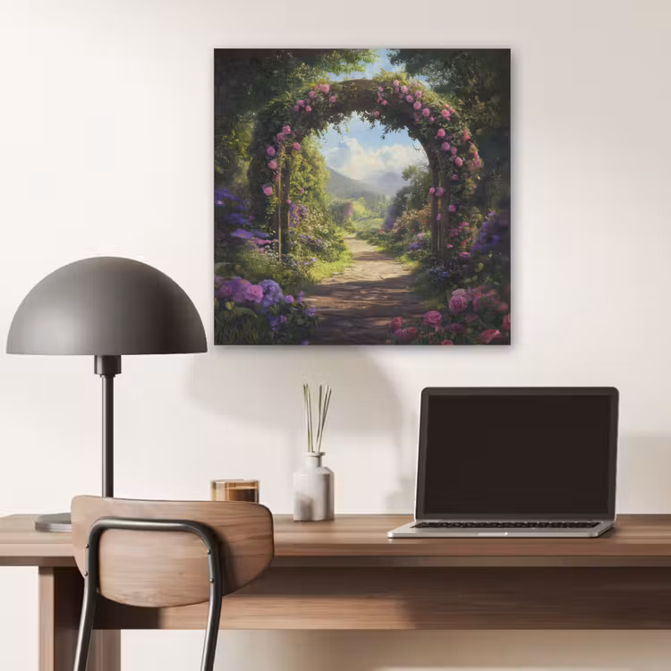 Doorkijk - Rozenboog - Uitzicht - Landschap - Bloemen PET vilt klein -sfeer5