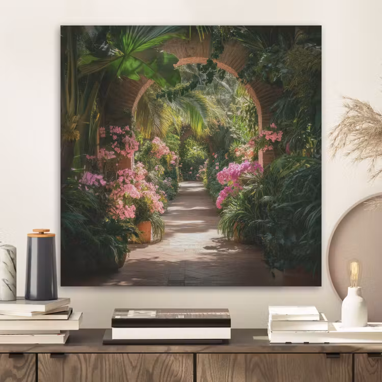 Doorkijk - Tropisch - Bloemen - Natuur PET vilt klein -sfeer1