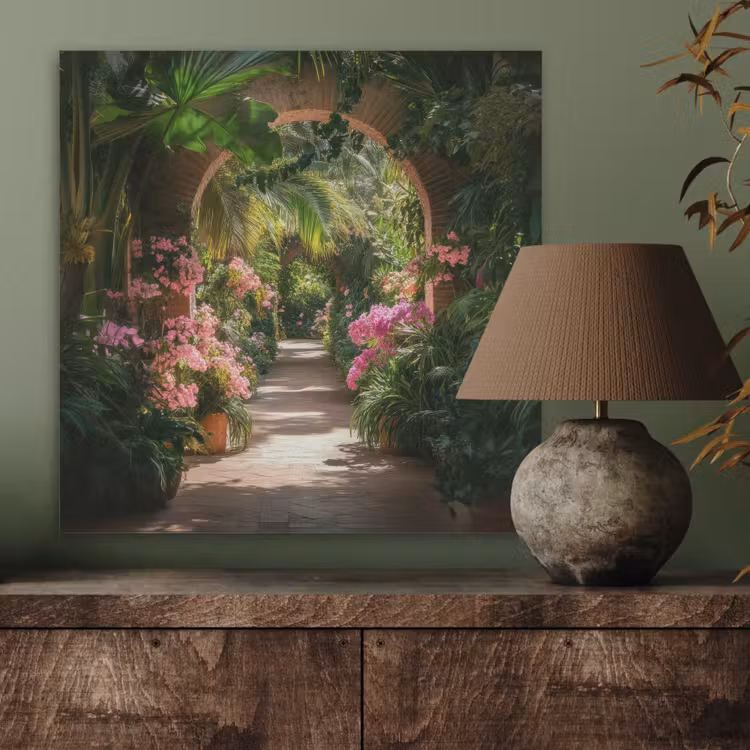 Doorkijk - Tropisch - Bloemen - Natuur PET vilt klein -sfeer2