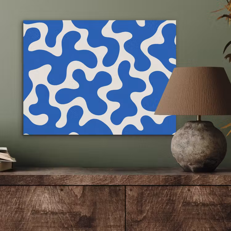 Vormen - Abstract - Blauw - Golven PET vilt klein -sfeer2