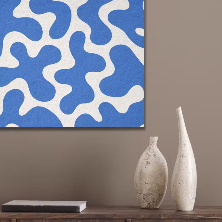 Vormen - Abstract - Blauw - Golven PET vilt klein -sfeer6_closeup