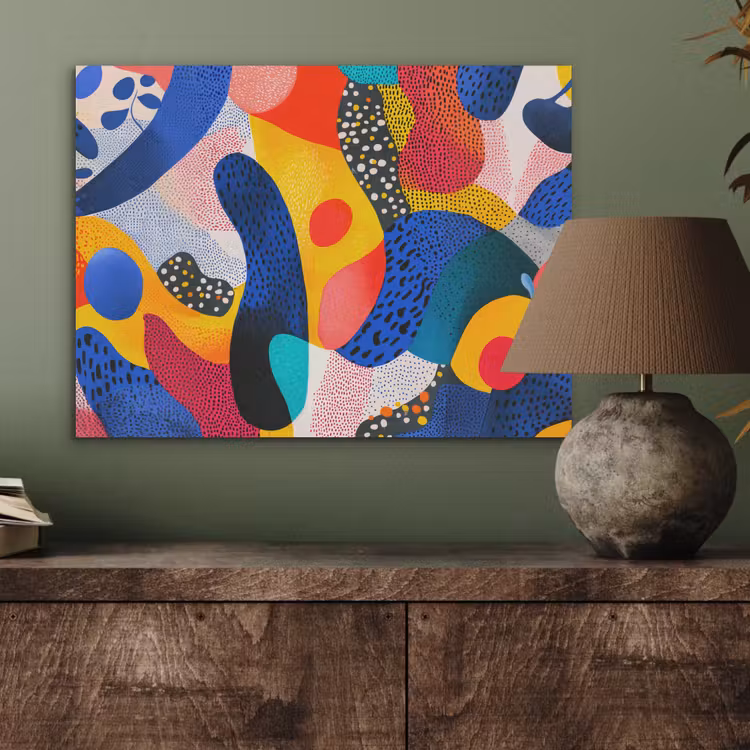 Vormen - Abstract - Stippels - Blauw PET vilt klein -sfeer2