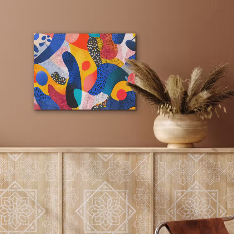 Vormen - Abstract - Stippels - Blauw PET vilt klein -sfeer4
