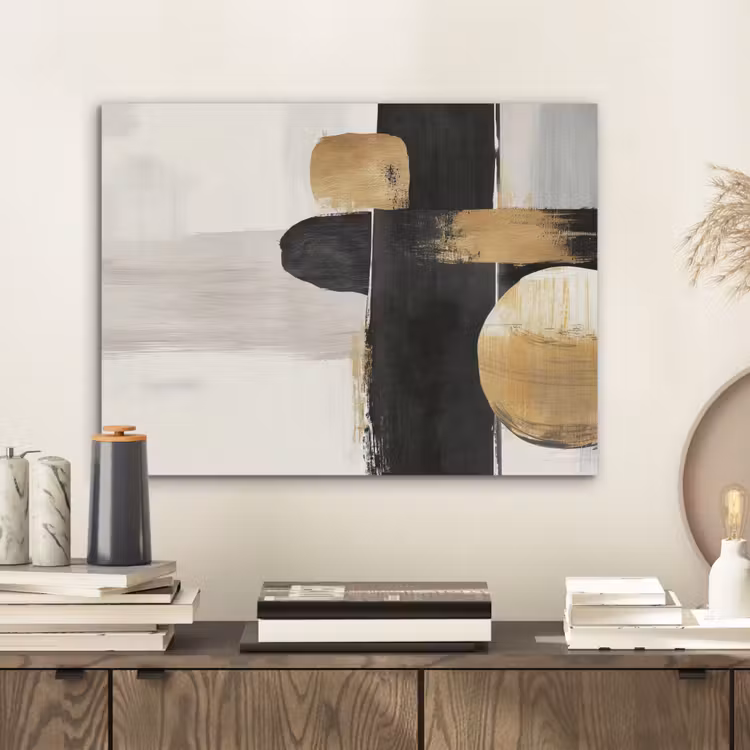 Vormen - Penseelstreken - Abstract - Goud PET vilt klein -sfeer1