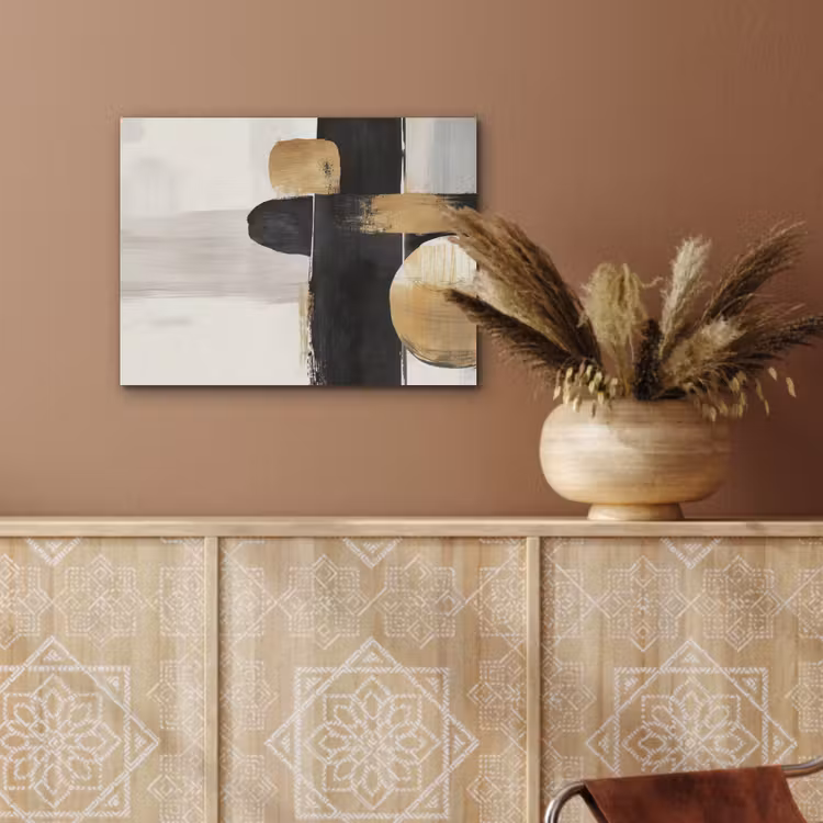Vormen - Penseelstreken - Abstract - Goud PET vilt klein -sfeer4