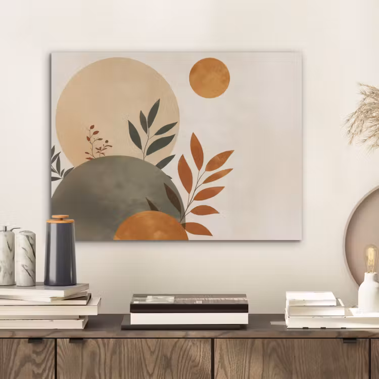 Vormen - Rond - Bladeren - Beige PET vilt klein -sfeer1