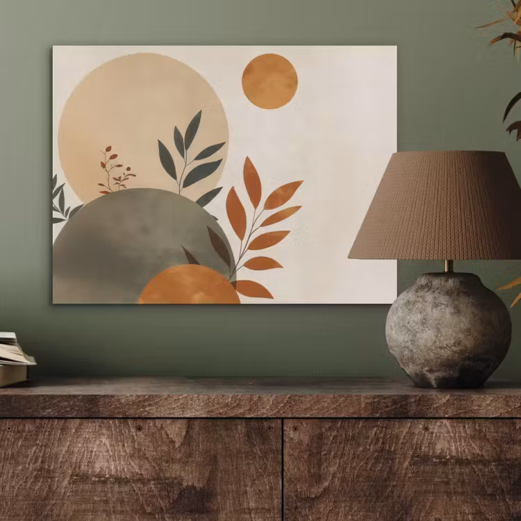 Vormen - Rond - Bladeren - Beige PET vilt klein -sfeer2