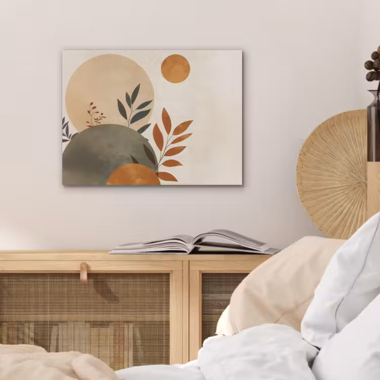 Vormen - Rond - Bladeren - Beige PET vilt klein -sfeer3