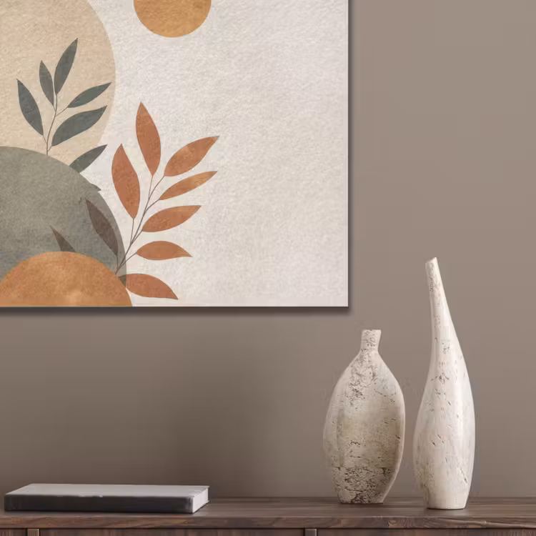 Vormen - Rond - Bladeren - Beige PET vilt klein -sfeer6_closeup