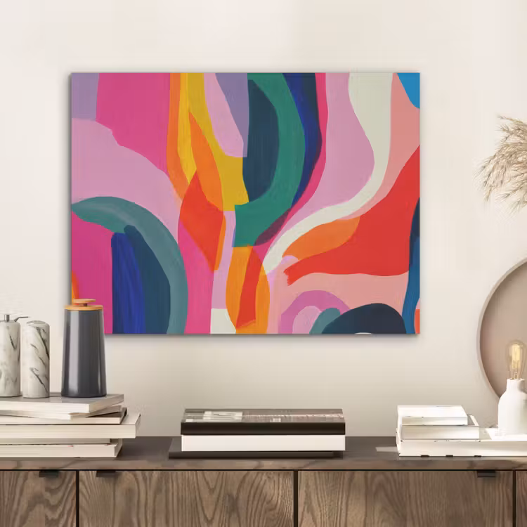 Vormen - Golvend - Abstract - Felroze PET vilt klein -sfeer1