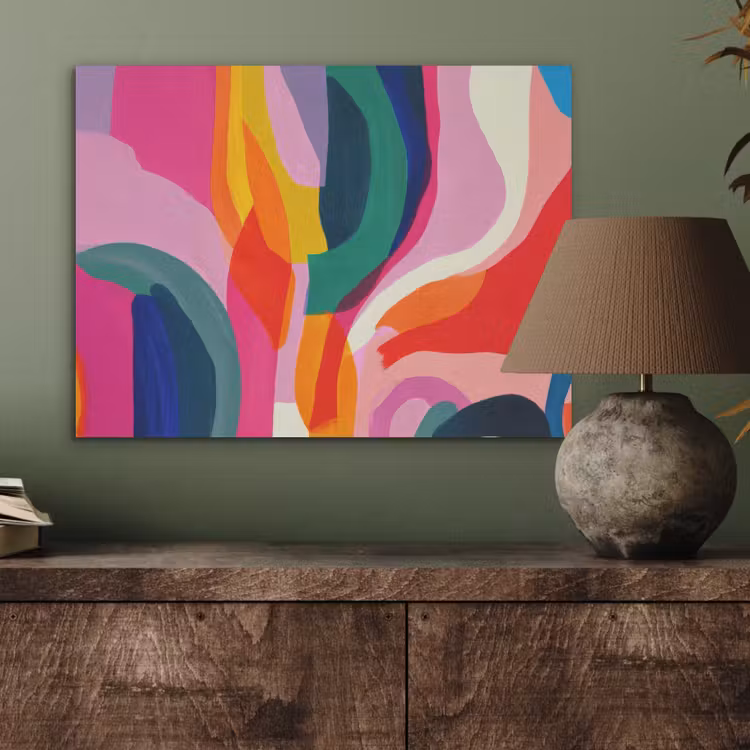 Vormen - Golvend - Abstract - Felroze PET vilt klein -sfeer2