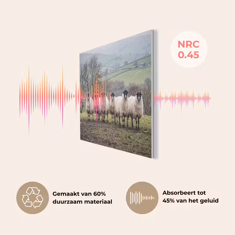 Schapen - Rij - Weide - Dieren - Platteland PET vilt klein -USP_NL