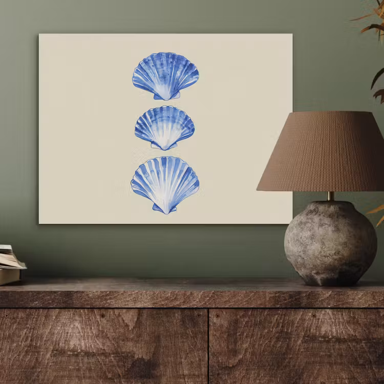 Schelpen - Blauw - Beige PET vilt klein -sfeer2