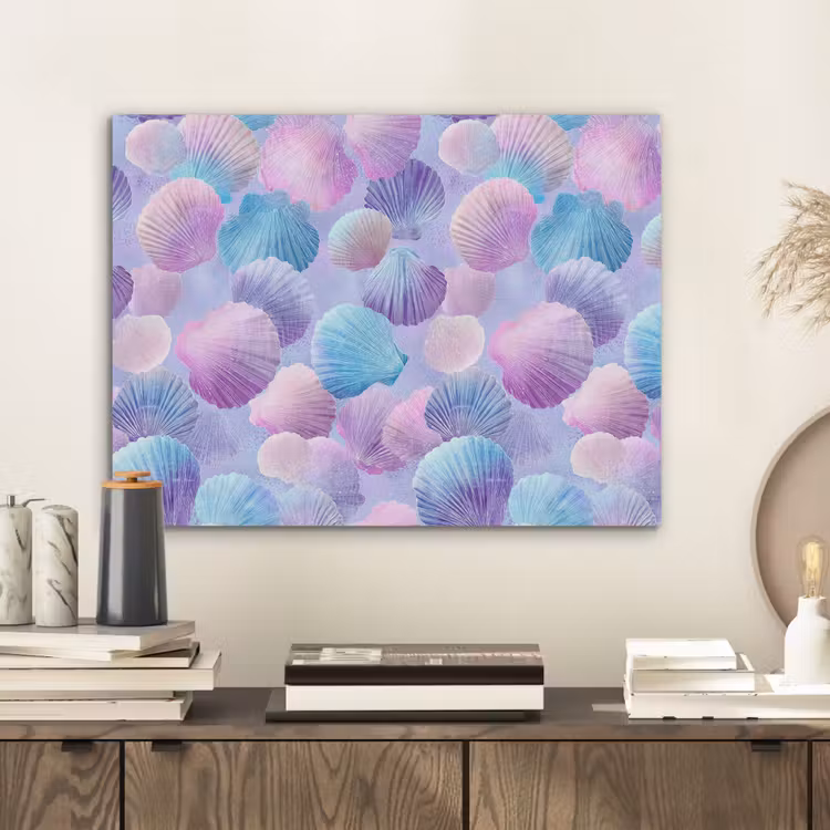 Schelpen - Paars - Blauw - Patroon - Pastel PET vilt klein -sfeer1