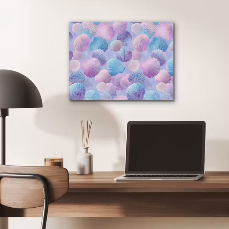 Schelpen - Paars - Blauw - Patroon - Pastel PET vilt klein -sfeer5