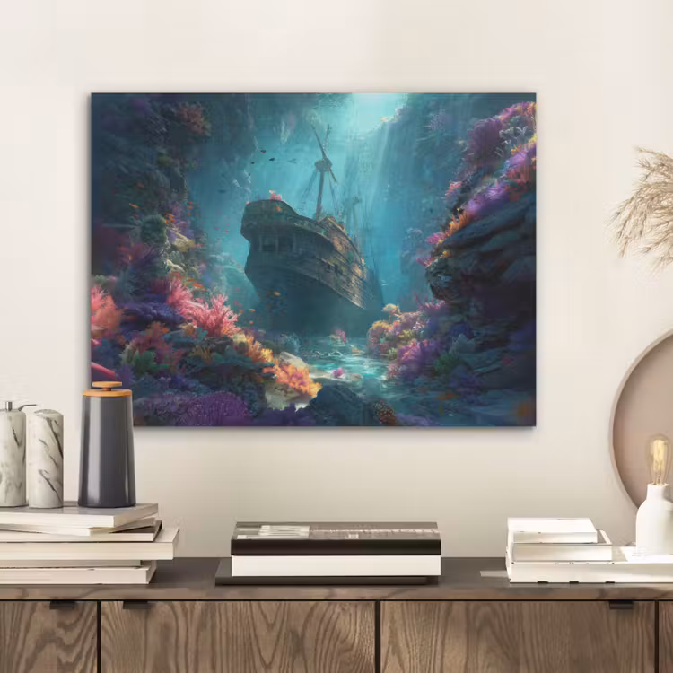 Schip - Hout - Koraalriffen - Zonlicht PET vilt klein -sfeer1