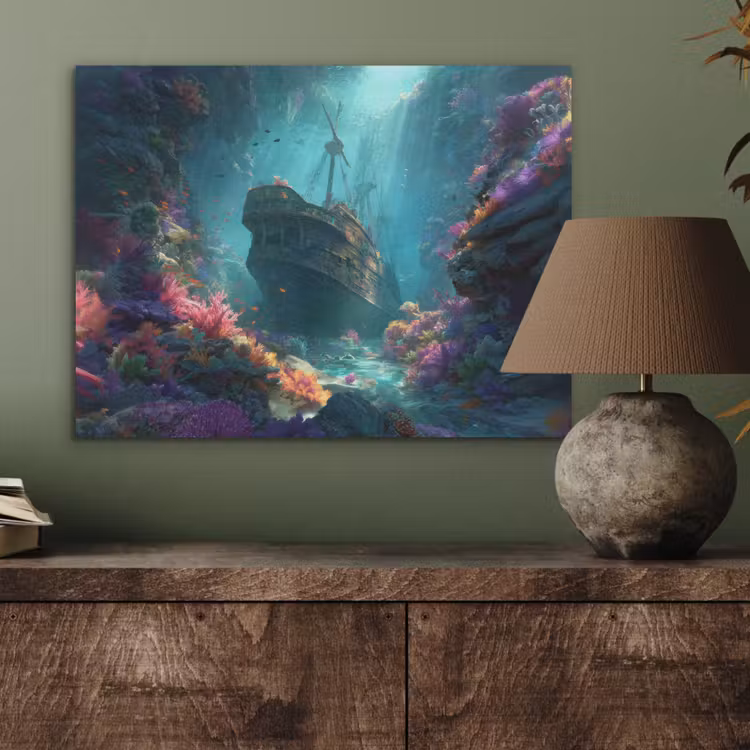 Schip - Hout - Koraalriffen - Zonlicht PET vilt klein -sfeer2