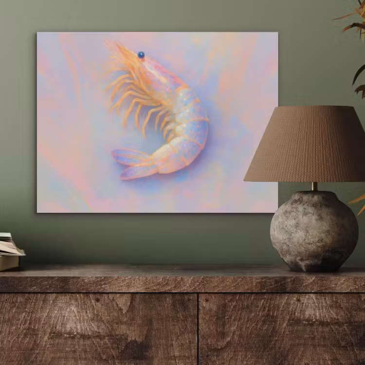 Garnaal - Subtiele structuur - Blauw - Roze PET vilt klein -sfeer2