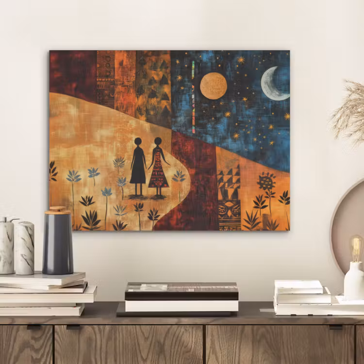 Silhouetten - Abstract - Zon - Maan PET vilt klein -sfeer1