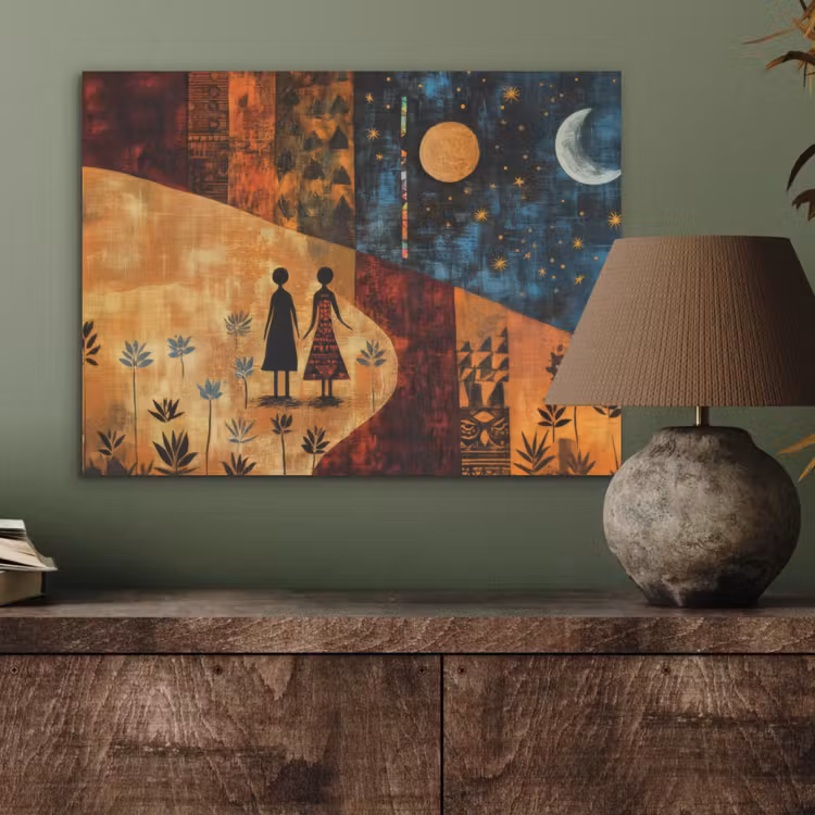 Silhouetten - Abstract - Zon - Maan PET vilt klein -sfeer2