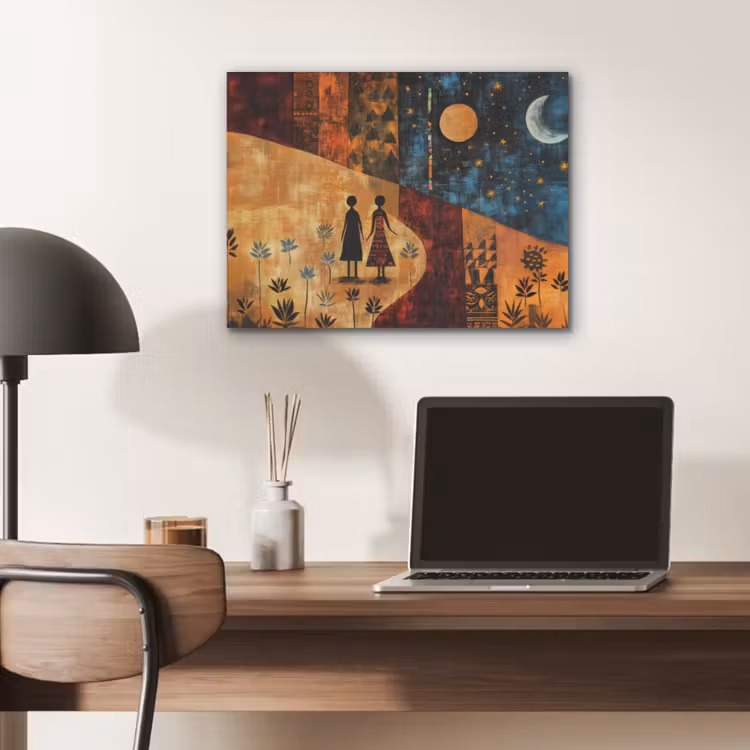 Silhouetten - Abstract - Zon - Maan PET vilt klein -sfeer5