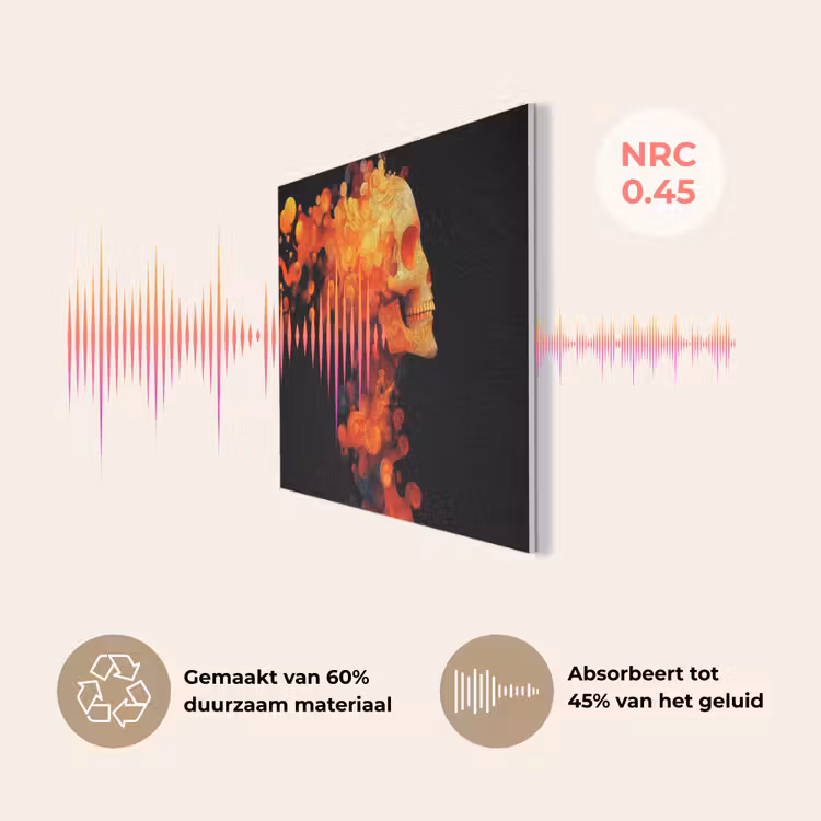 Schedel - Oranje - Zijaanzicht - Vlammen PET vilt klein -USP_NL