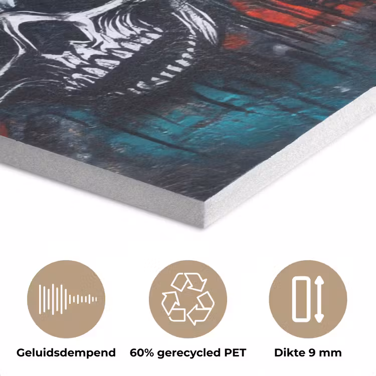 Schedels - Graffiti - Abstract PET vilt middel -closeup_NL