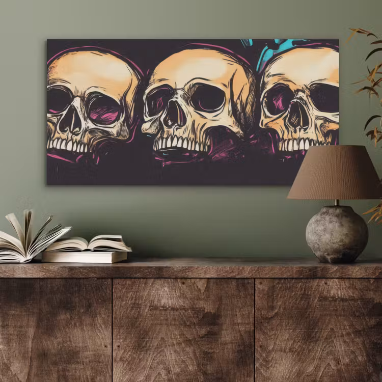 Schedels - Graffiti - Neon PET vilt middel -sfeer2