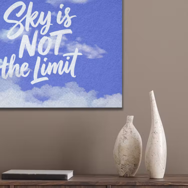 Sky is not the limit - Blauwe lucht - Wolken PET vilt klein -sfeer6_closeup
