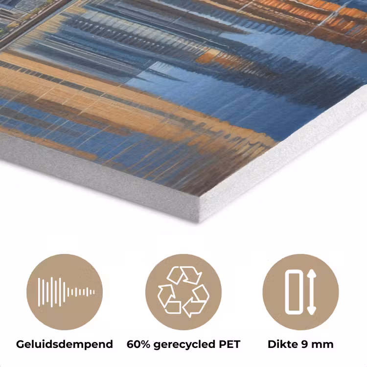Skyline - Wolkenkrabbers - Water - Blauw PET vilt klein -closeup_NL