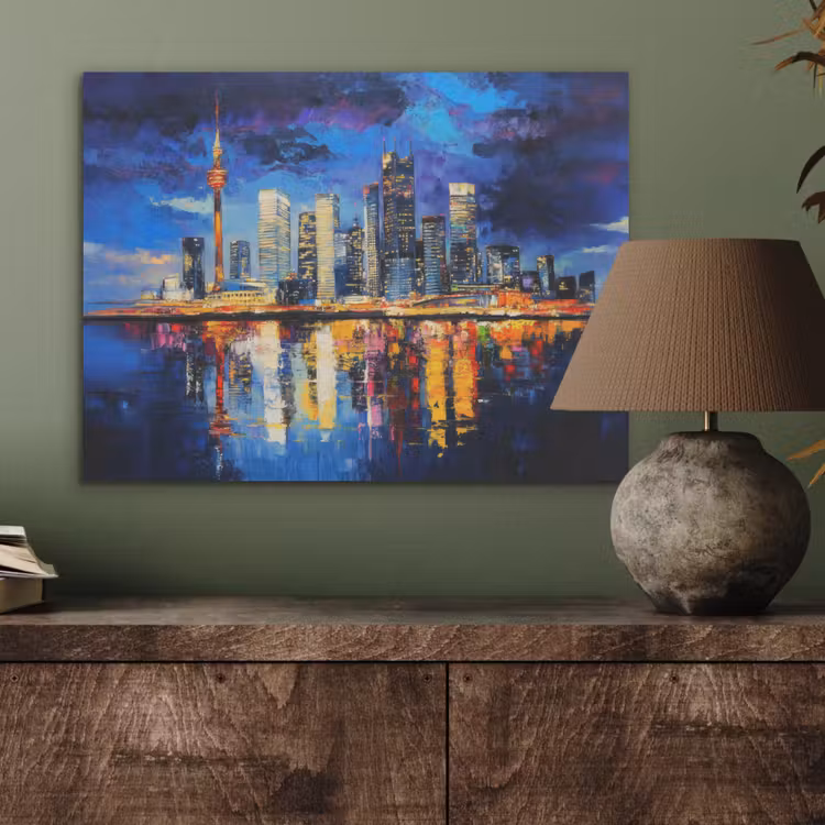 Skyline Toronto - Modern - Stadslicht - Blauw PET vilt klein -sfeer2