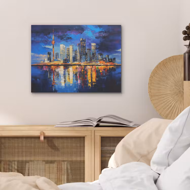 Skyline Toronto - Modern - Stadslicht - Blauw PET vilt klein -sfeer3