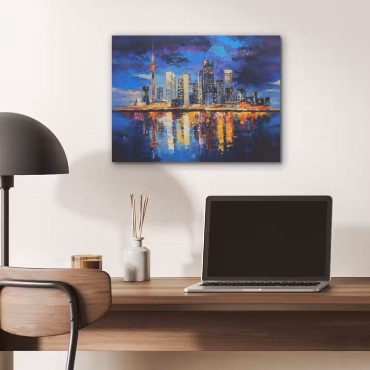 Skyline Toronto - Modern - Stadslicht - Blauw PET vilt klein -sfeer5