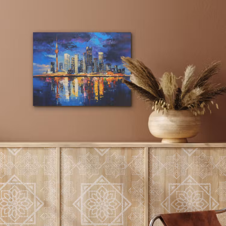 Skyline Toronto - Modern - Stadslicht - Blauw PET vilt klein -sfeer4