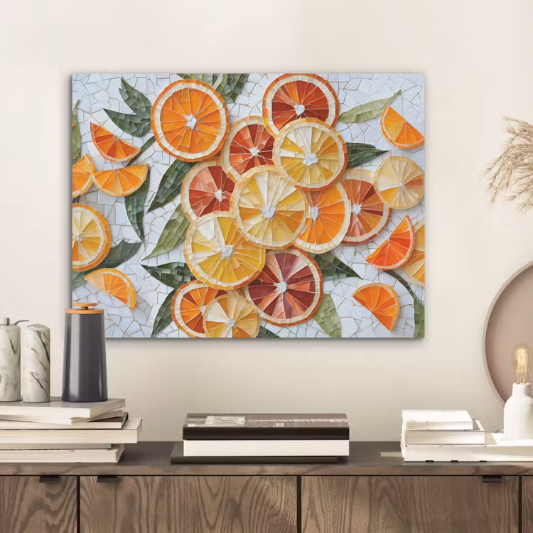 Schijfjes - Fruit - Oranje - Mozaïek PET vilt klein -sfeer1