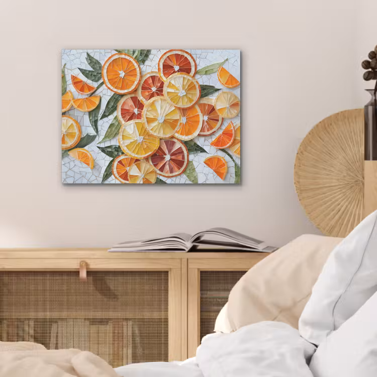Schijfjes - Fruit - Oranje - Mozaïek PET vilt klein -sfeer3