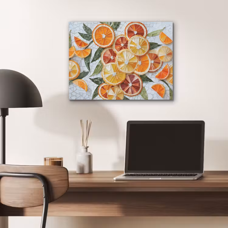 Schijfjes - Fruit - Oranje - Mozaïek PET vilt klein -sfeer5