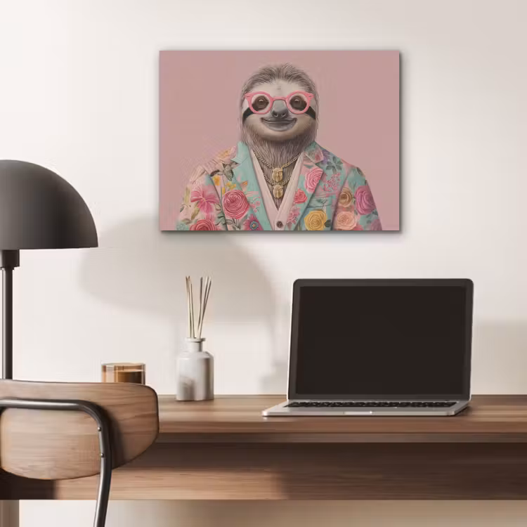 Luiaard - Bloemenprint - Bril - Roze PET vilt klein -sfeer5
