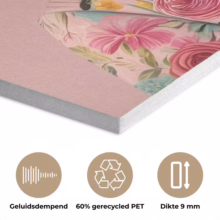 Luiaard - Bloemenprint - Bril - Roze PET vilt klein -closeup_NL