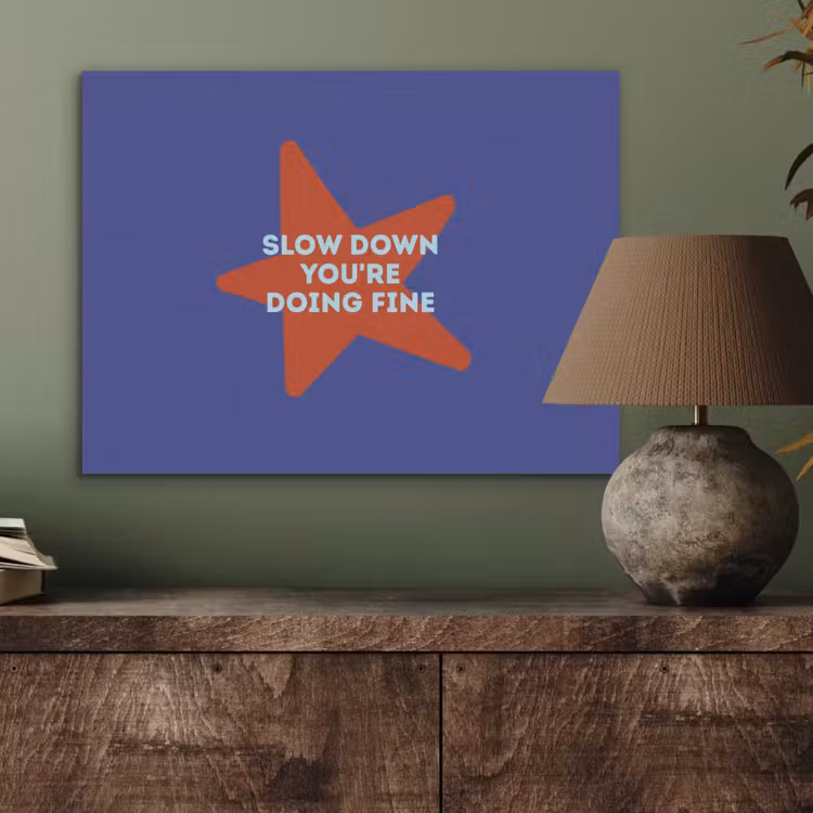 Slow down you're doing fine - Ster - Blauw PET vilt klein -sfeer2